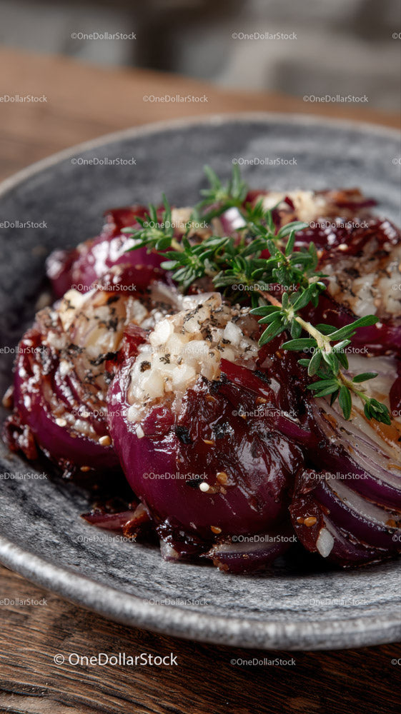 Caramelized Red Onions with Fresh Thyme and Sesame Seeds Dish