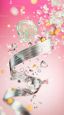 Creative Floating Skull and Diamond Confetti Scene with Pink Background