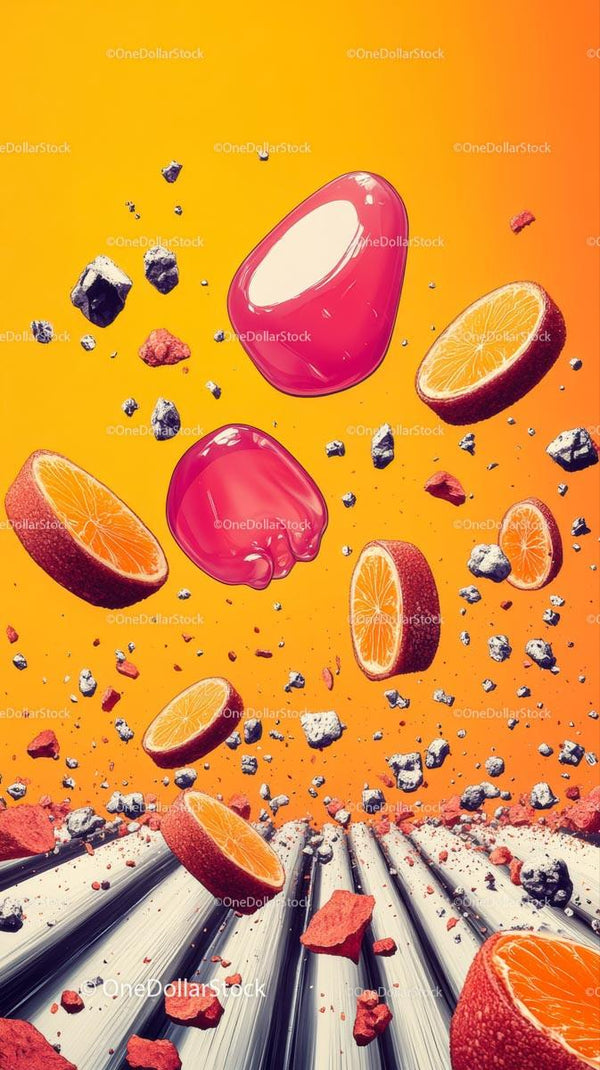 Świeży pomarańczowy splash owocowy z żywymi kolorami