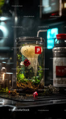 Herbal Detox Water with Lemon and Mint in Glass Container