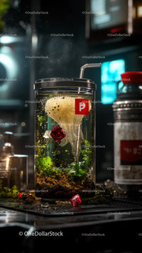 Herbal Detox Water with Lemon and Mint in Glass Container