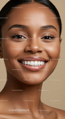 Close Up of Woman Smiling with Healthy Skin and Teeth