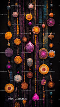 Colorful Yarn Wall Hanging Decor with Vibrant Fabric Circles