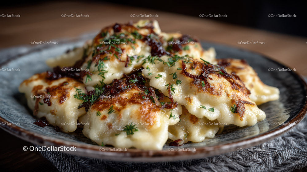Gnocchi with Herbs and Crispy Edges on Rustic Plate