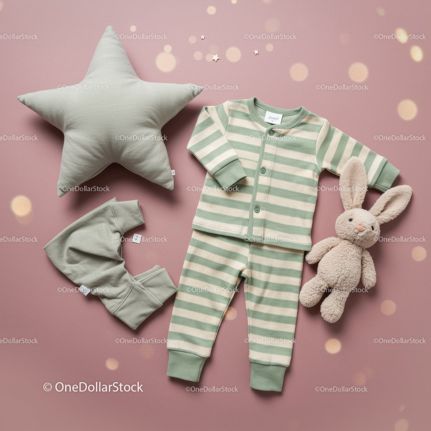 Soft baby pajamas with plush toy and cozy accessories