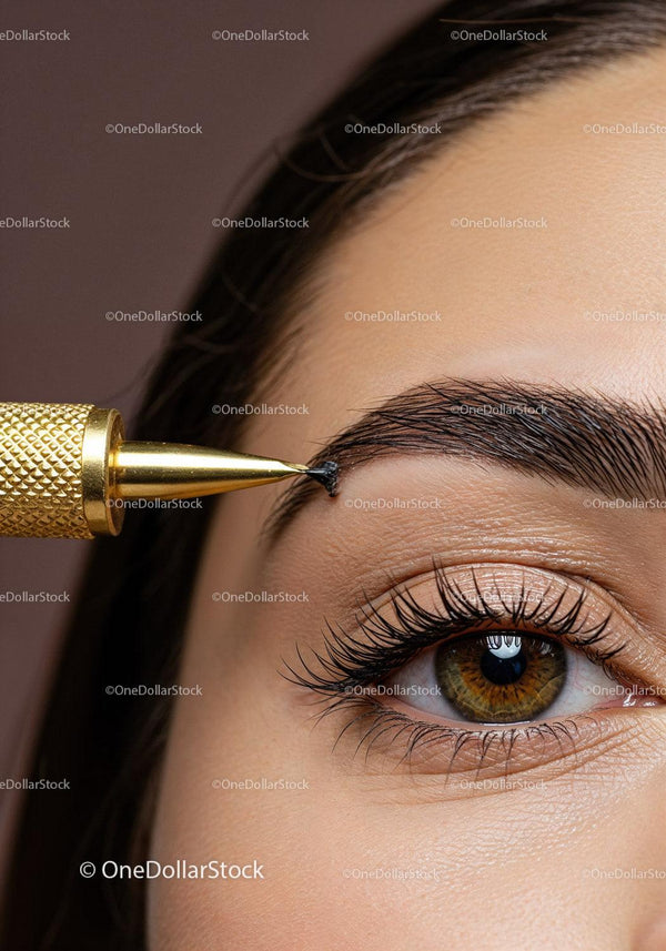 Close-Up of Woman Applying Liquid Eyeliner with Precision