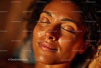 Natural Beauty of a Woman with Curly Hair in Sunlight Portrait