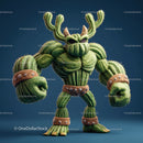 Vibrant Green Anthropomorphic Cactus Character with Muscular Build