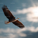 Majestic Bald Eagle Flying in Sky with Cloud Background