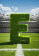 Large Grass Letter E on Soccer Field Center Line