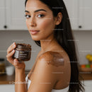 Young Woman Applying Coffee Scrub for Beautiful Skin