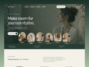 Numae Practice website preview with a deep green hero, portrait photography, oval image cards, and a three-step band
