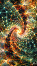 Vibrant Neon Fractal Spiral with Dynamic Light Patterns