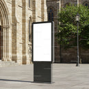 Blank digital billboard standing in historic city square