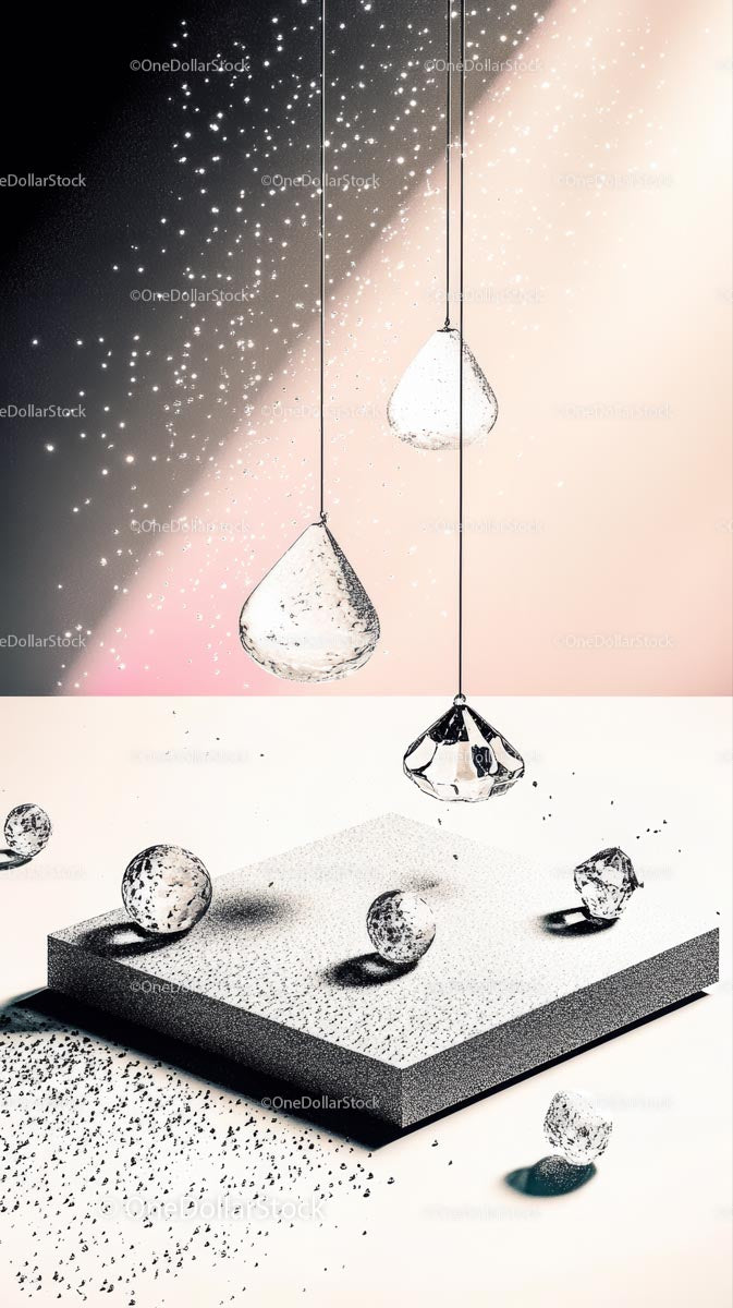 Abstract Geometric Glass Droplets and Spheres in Surreal Setup