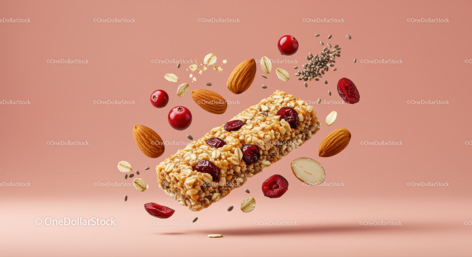 Healthy Granola Bar with Nuts and Berries Ingredients