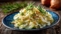 Sautéed Fennel with Herbs on Rustic Plate for Gourmet Food Photography
