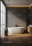Elegant Modern Bathroom with Freestanding Tub and Natural Lighting