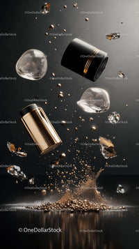 Luxury Cosmetic Jars with Gold Accents and Reflective Finish