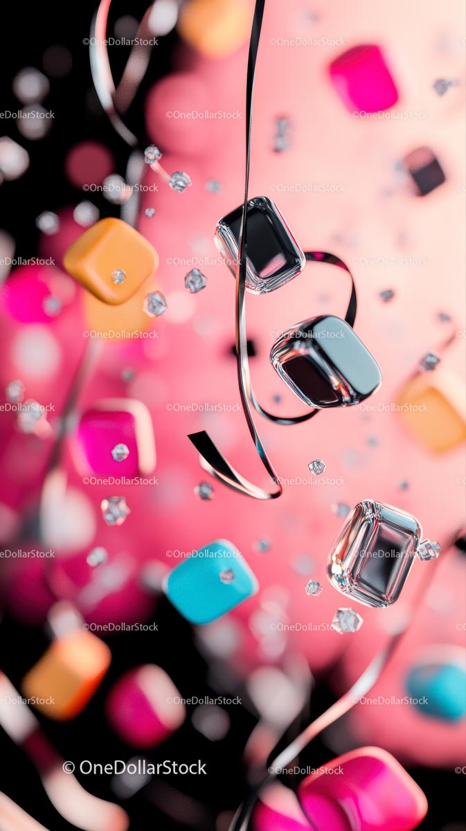 Wireless earbuds and smartphone in vibrant modern design