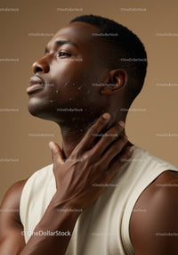 Elegant Black Man with Flawless Skin and Confident Expression