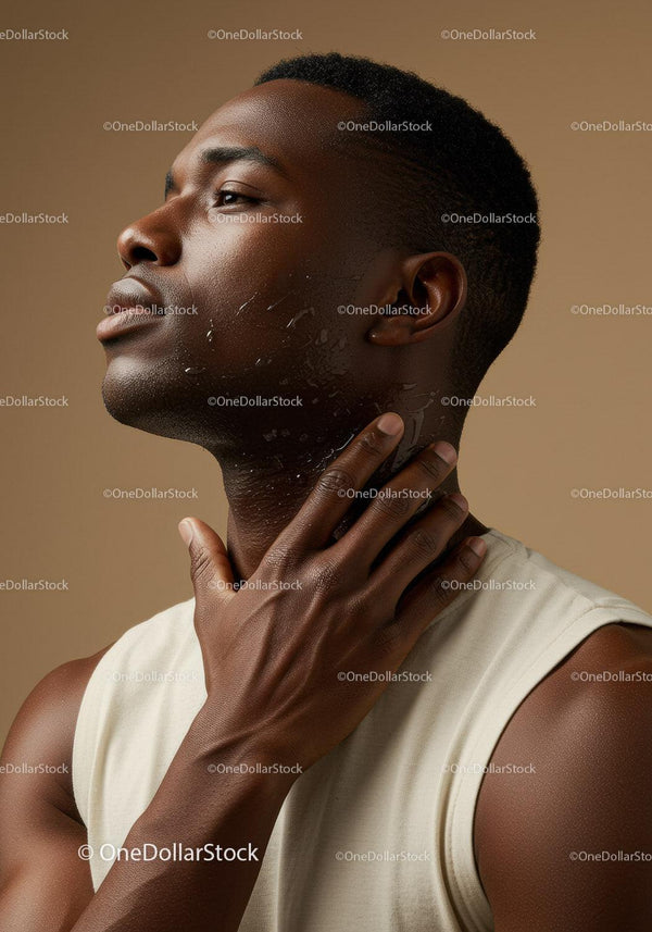 Elegant Black Man with Flawless Skin and Confident Expression