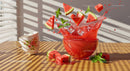 Refreshing Watermelon Splash with Ice and Mint Leaves