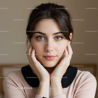 Portrait of a Young Woman with Blue Eyes and Brown Hair