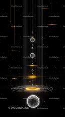 Futuristic Space Scene with Glowing Planets and Cosmic Effects