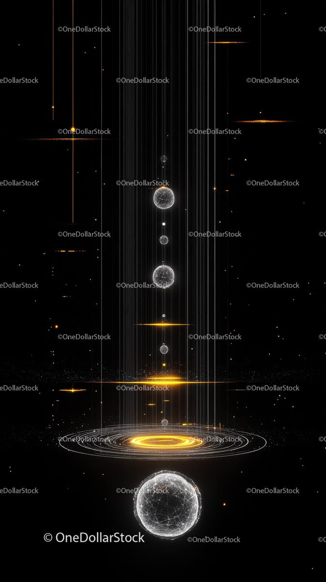 Futuristic Space Scene with Glowing Planets and Cosmic Effects