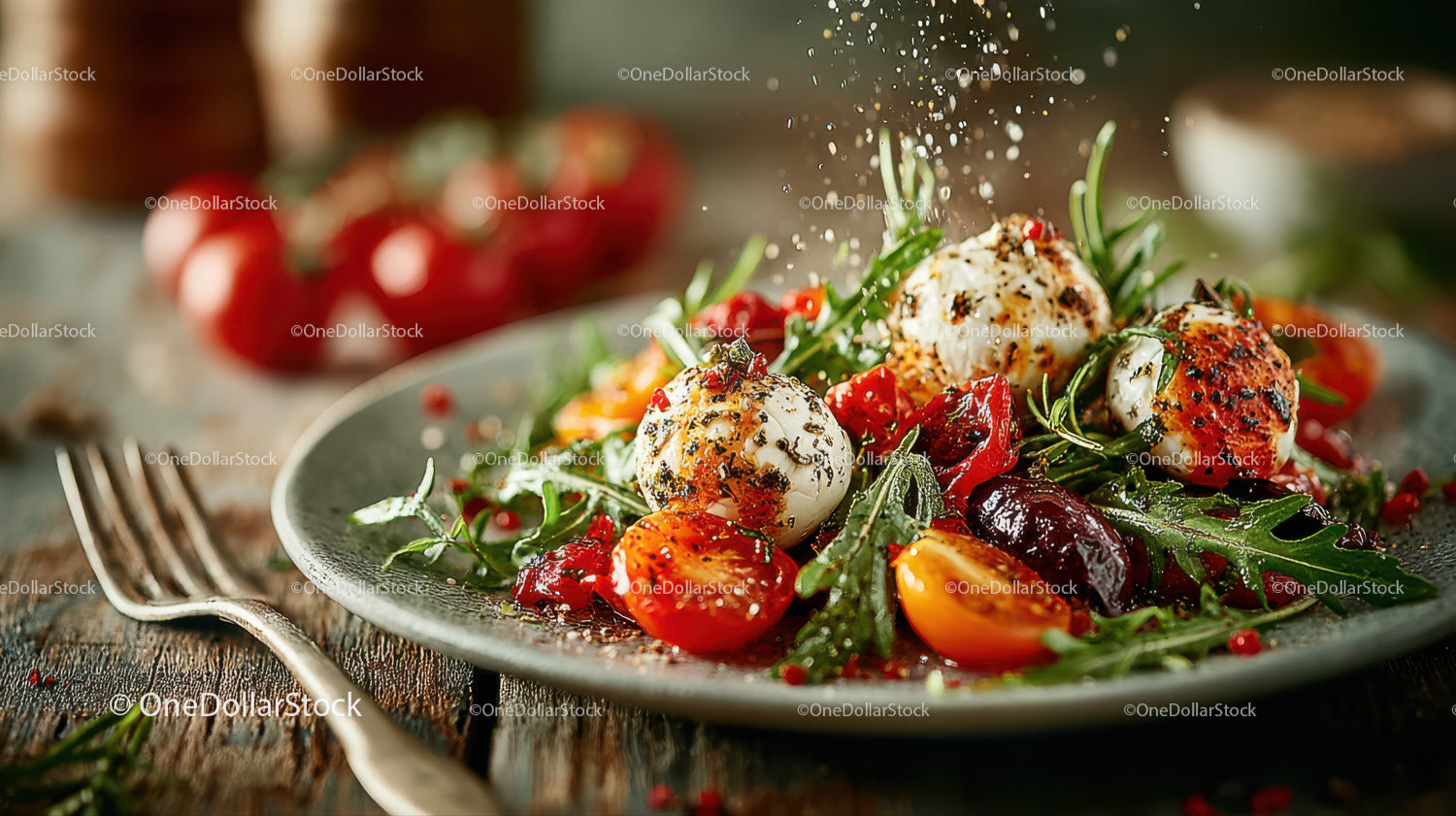 Gourmet Cherry Tomato and Burrata Salad with Herbs and Peppers