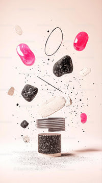 Modern Abstract Decoration With Floating Stones And Playful Elements
