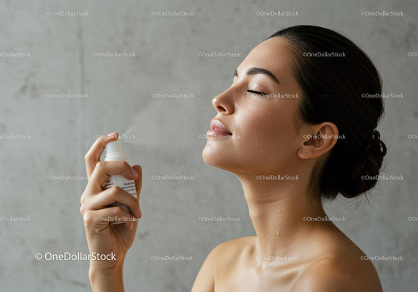 Woman Using Facial Mist for Skin Hydration and Refreshing