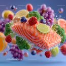 Fresh Salmon Fillet with Lime and Berries in Gourmet Presentation