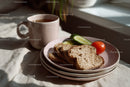 Fresh Bread Slices with Cherry Tomato and Cucumber and Tea