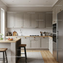 Modern Kitchen with White Cabinets and Wooden Counters