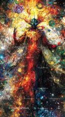 Vibrant Abstract Human Figure Surrounded by Cosmic Colors and Energy