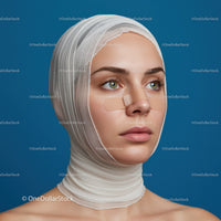 Woman with Bandages on Face During Medical Skin Treatment