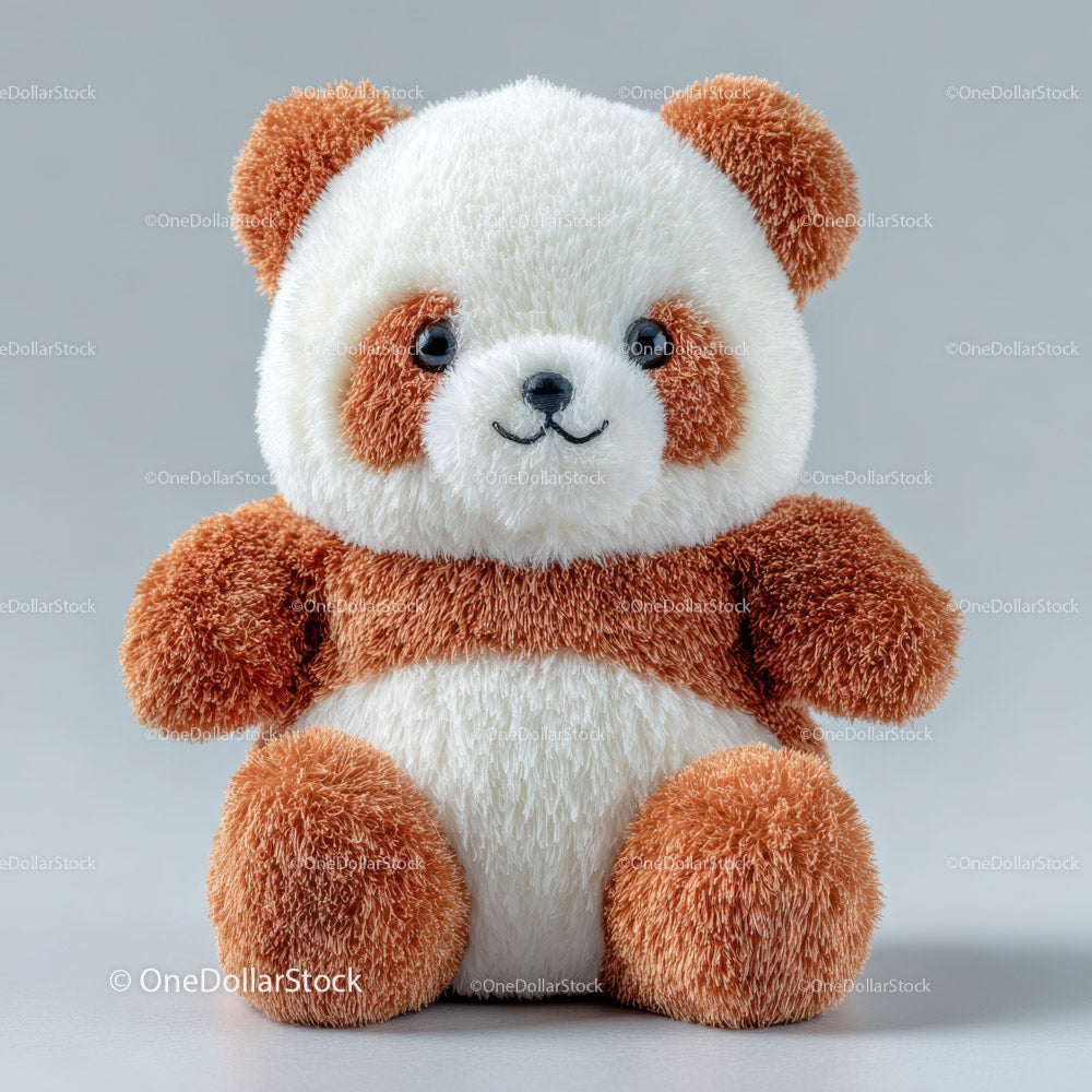 Cute Plush Teddy Bear with Brown Paws and Ears on Gray Background