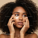 Beautiful Black Woman Applying Eye Patches in Close-Up