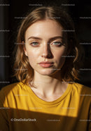 Young Woman with Red Hair and Bright Blue Eyes in Sunlight