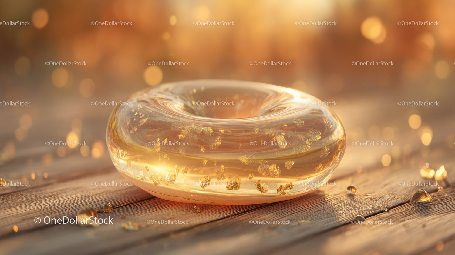 Luxurious Golden Glass Gemstone with Sparkling Glitter in Sunlight