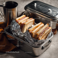 Sandwiches in Portable Lunchbox with Thermos and Food Container