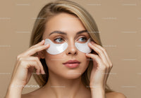 Female Woman Applying Under-Eye Patches for Skincare Treatment