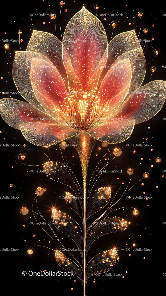 Glowing Fantasy Lotus Flower Digital Art with Light Effects