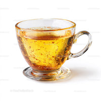 Elegant Clear Glass Tea Cup with Amber Liquid for Refreshing Drinks