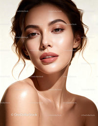 Close-up portrait of woman with glowing healthy skin