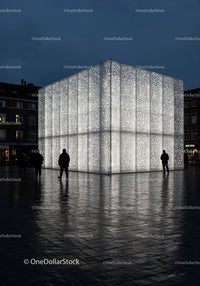 Innovative Nighttime Light-Designed Building with Sparkling Facade