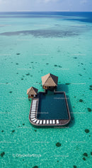 Overwater Bungalow with Swimming Pool on Tropical Turquoise Ocean