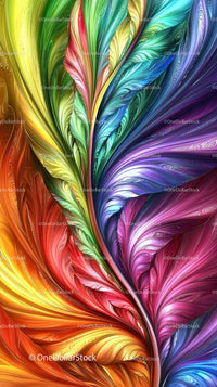 Colorful Abstract Wave of Swirling Feather-Like Patterns